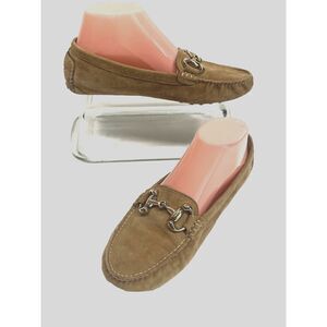 Patricia Green Tan Suede Leather Horsebit Moc Toe Driving Shoes Loafers Size 38